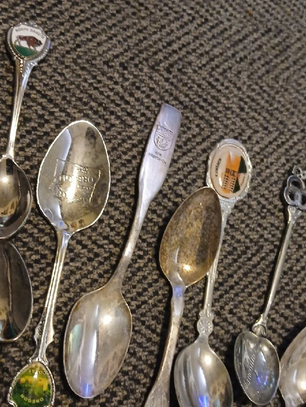 25 Assorted Souvenir Collectible Small Spoons - Mixed Silver & Gold Tones